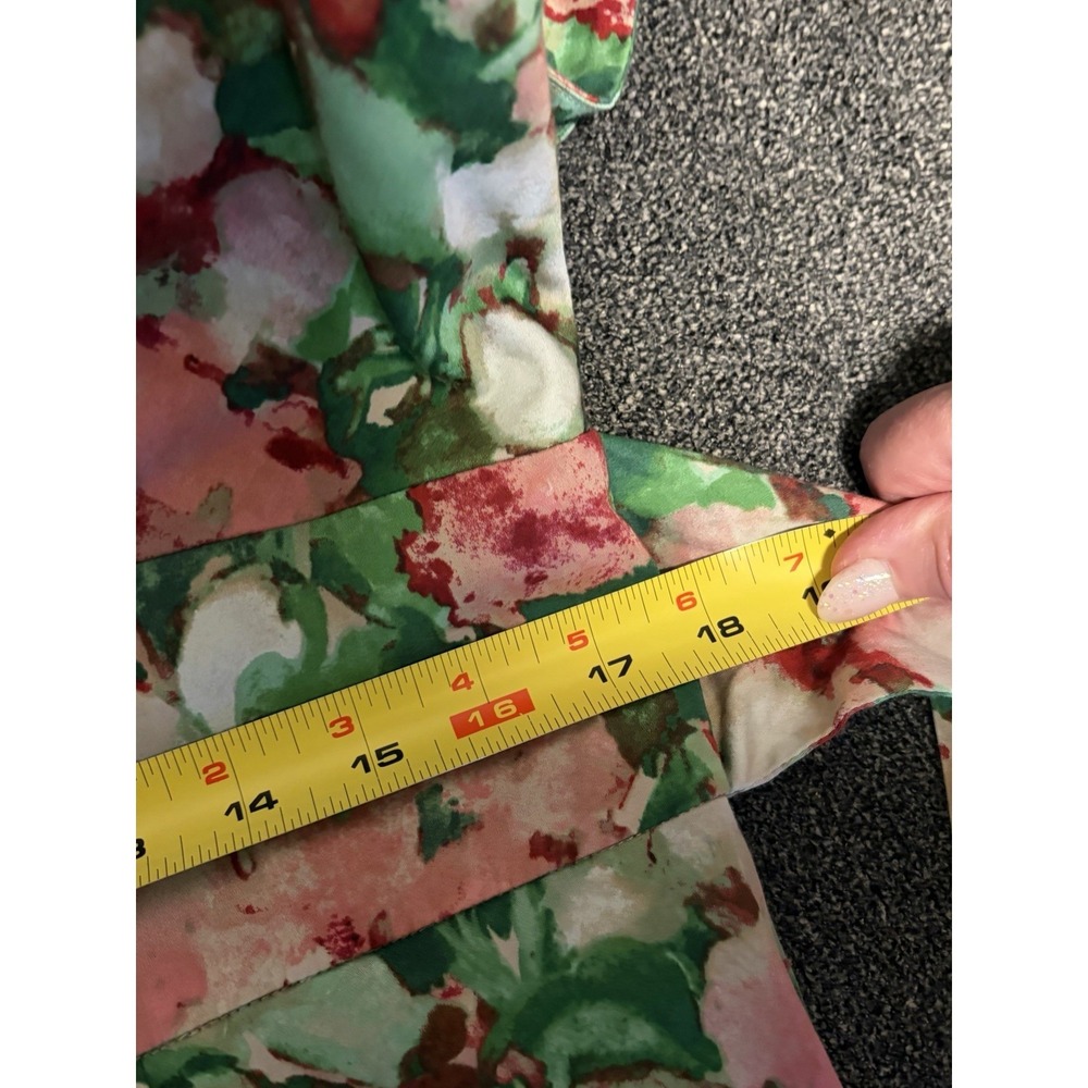 Talbots Cotton Sun Dress~12~ Watercolor Floral Fitted Belted V Nk Cap Sl Cottage - Picture 14 of 16